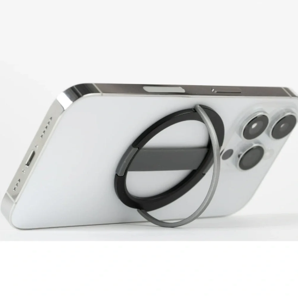 Phone Grip + Stand Universal Compatibility black and gray.